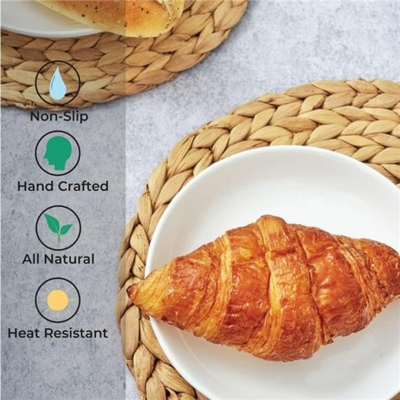 (4 Sizes: 12"-13"-14"-15") Woven Placemat Round Set of 6, Large (12" - Set of 6) - Picture 6 of 6